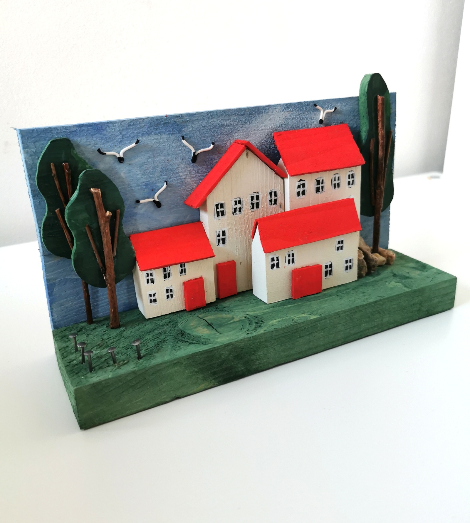 Dřevěná dekorace - venkovská idylka