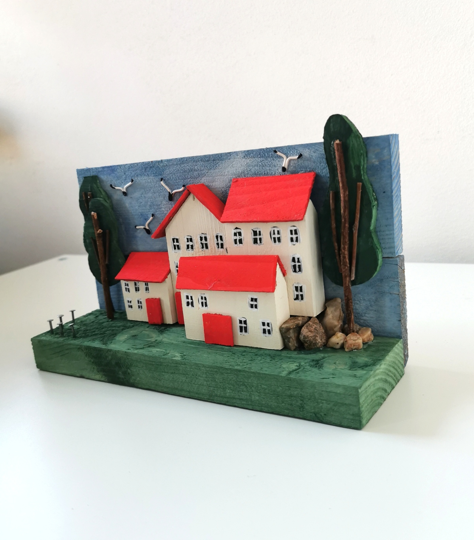 Dřevěná dekorace - venkovská idylka