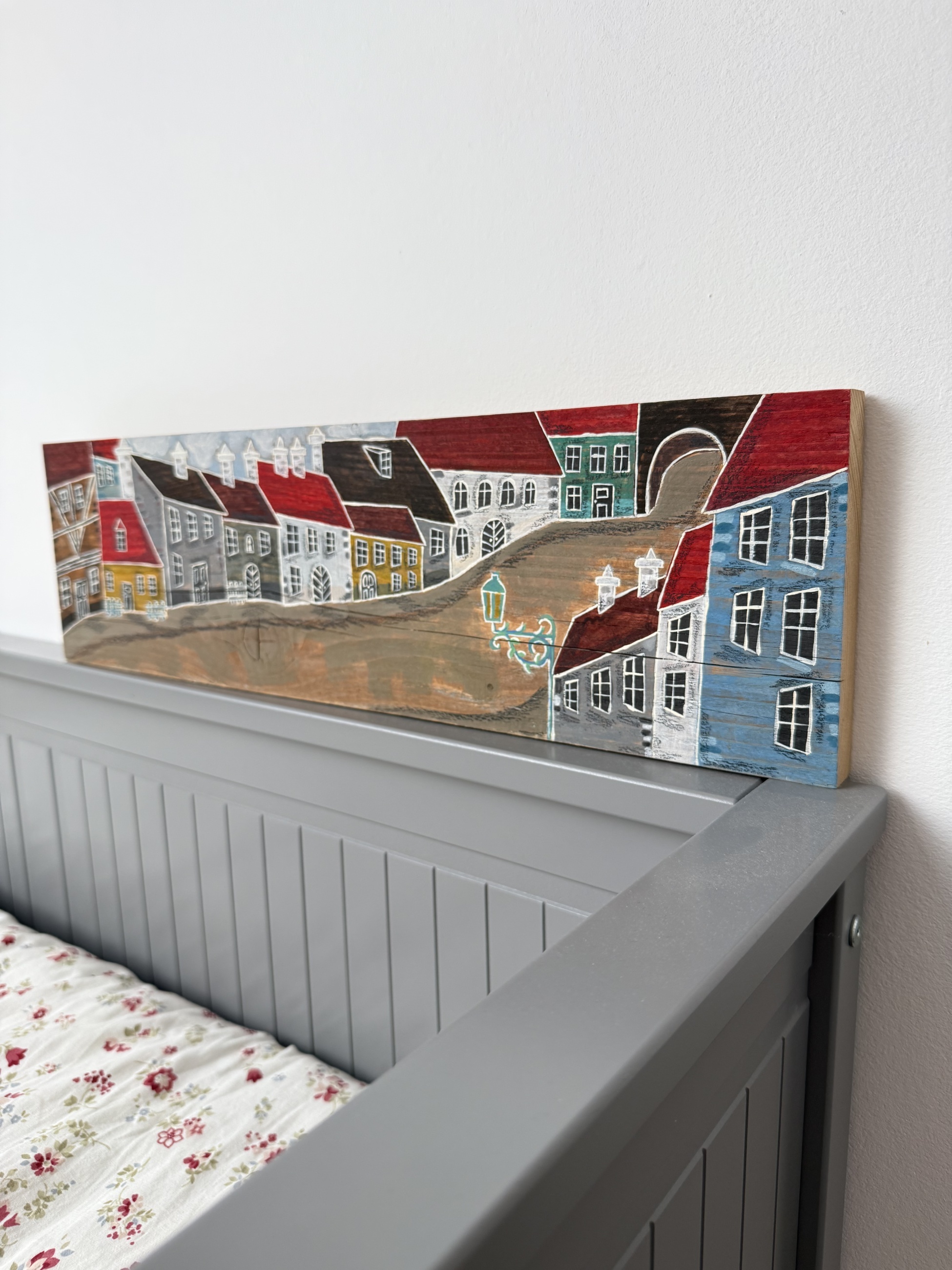 Dřevěný obraz - Barevná pohádková ulička