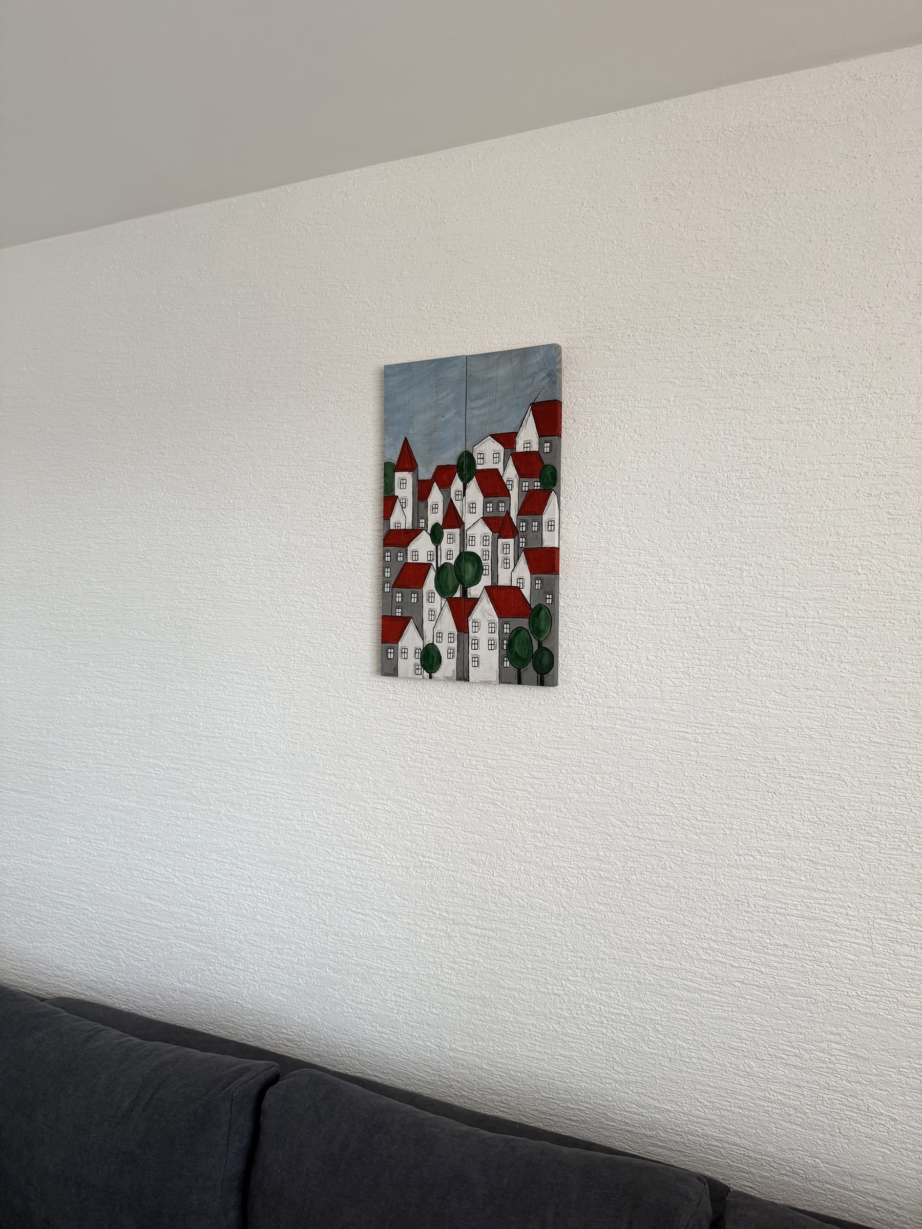 Dvoudílný dřevěný obraz – Městečko plné klidu