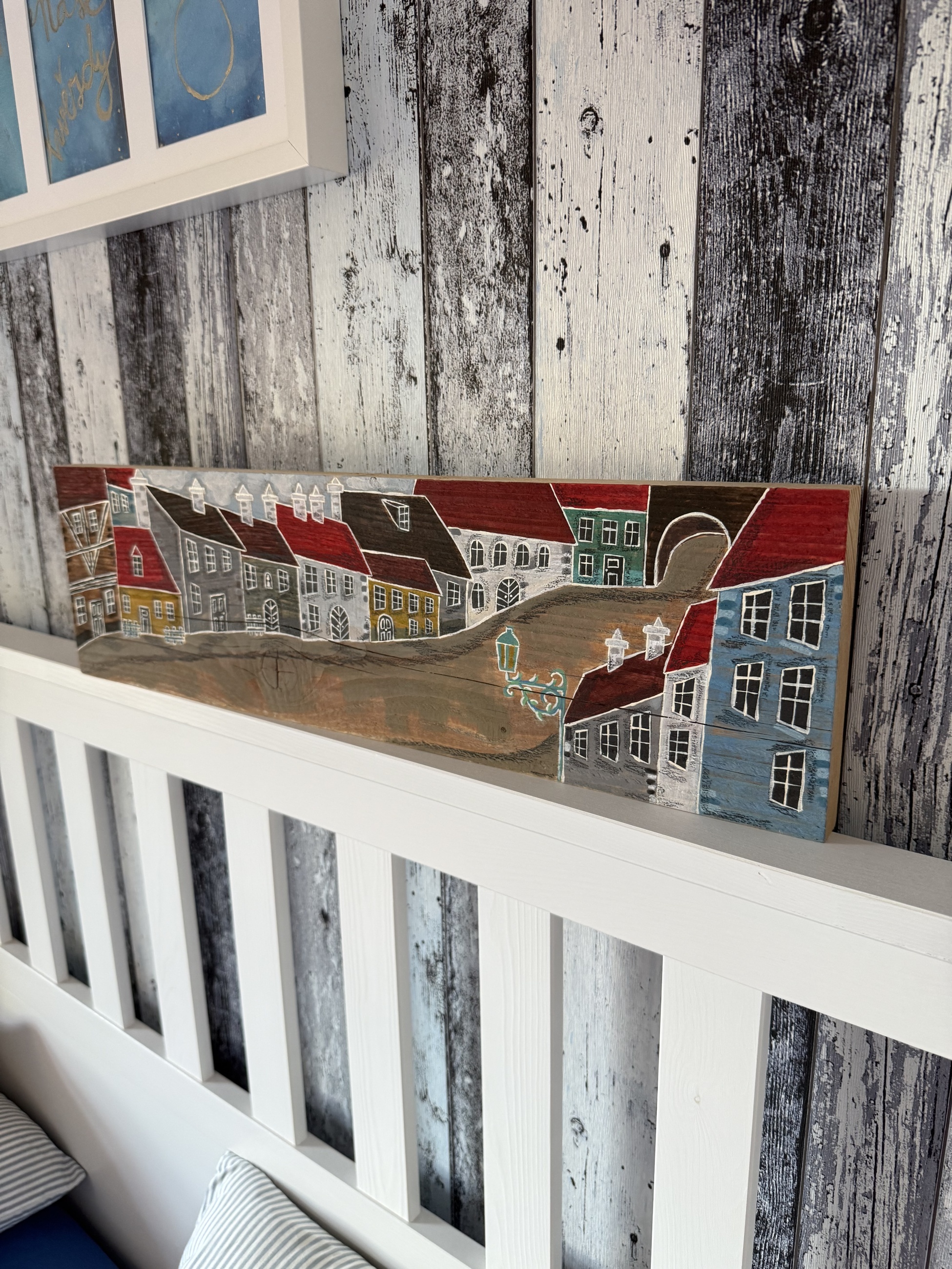 Dřevěný obraz - Barevná pohádková ulička