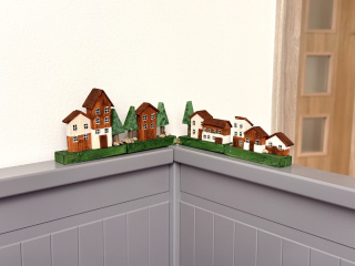 Alpské městečko – skládací dřevěná dekorace s domečky