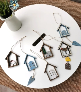 Závěsná Dekorace - Útulné domečky na provázku
